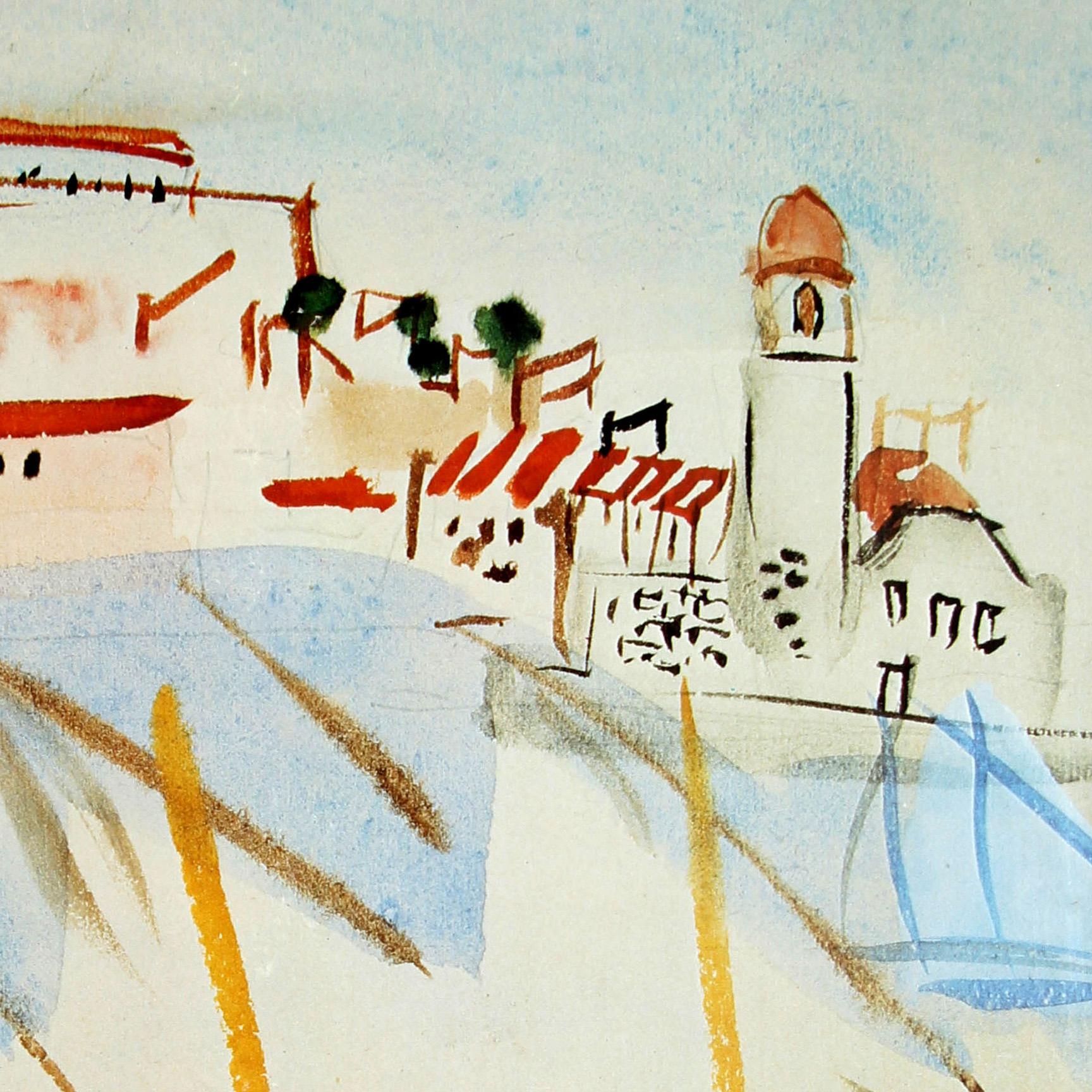 Original Vintage Poster Raoul Dufy Collioure Segelboot Segeln Scenery Frankreich (Ende des 20. Jahrhunderts) im Angebot