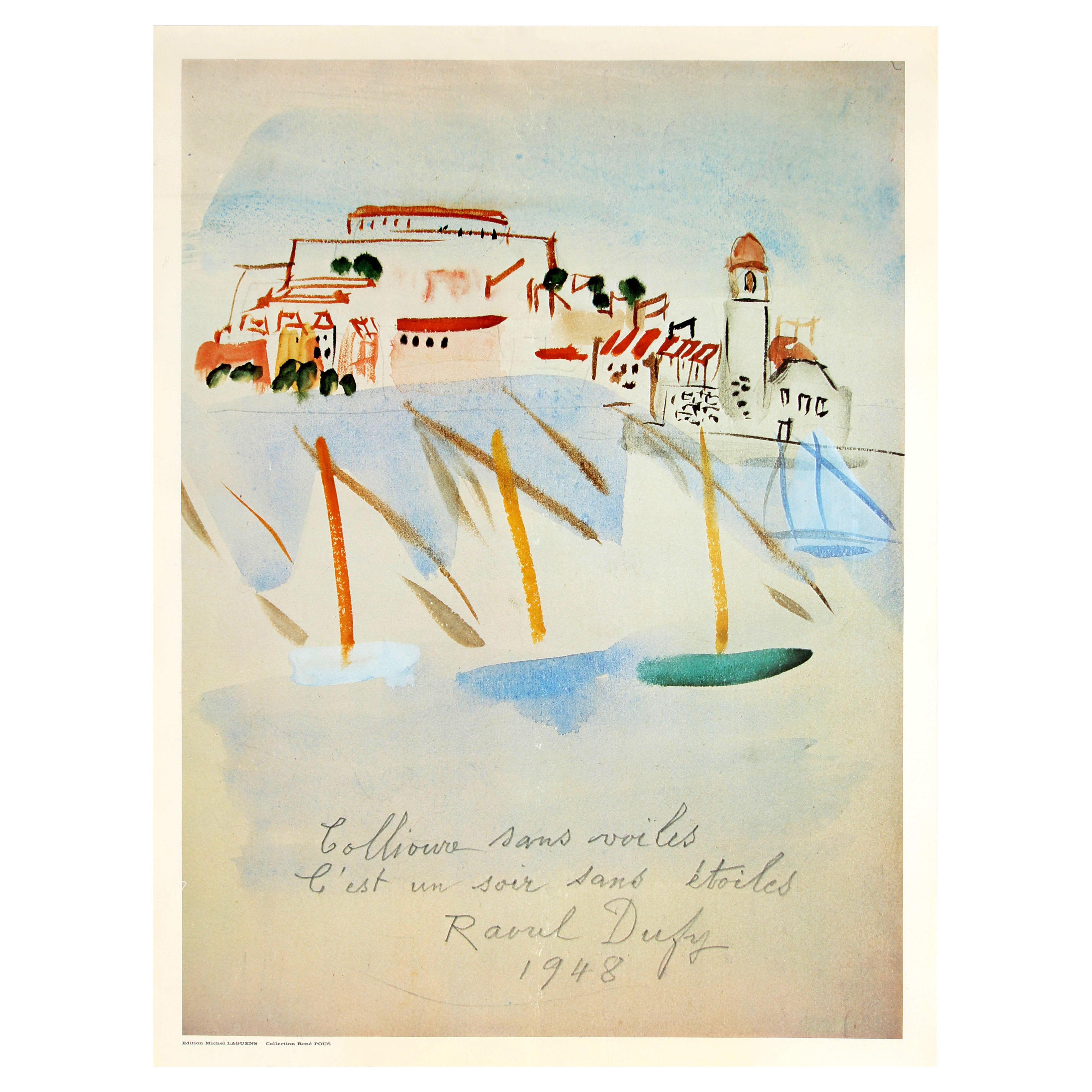 Original Vintage Poster Raoul Dufy Collioure Segelboot Segeln Scenery Frankreich im Angebot
