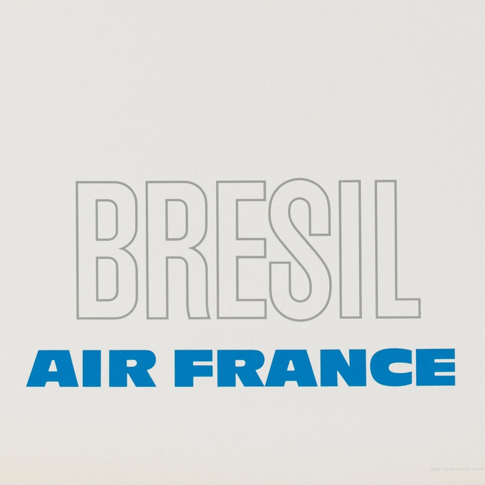 French Raymond Pages, Original Vintage Airline Poster, Air France, Brazil, 1971 For Sale