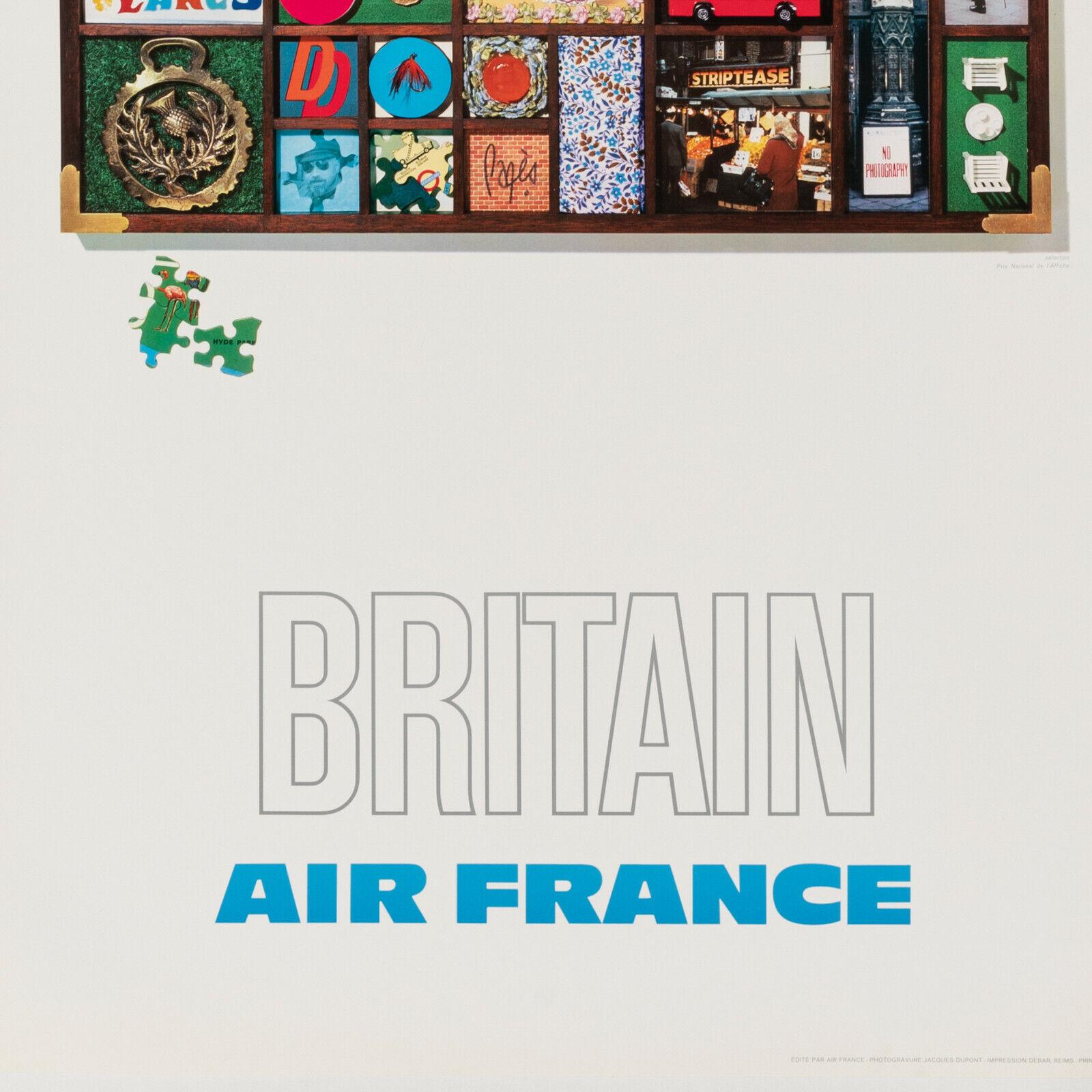 French Raymond Pages, Original Vintage Airline Poster, Air France, Great Britain, 1971 For Sale