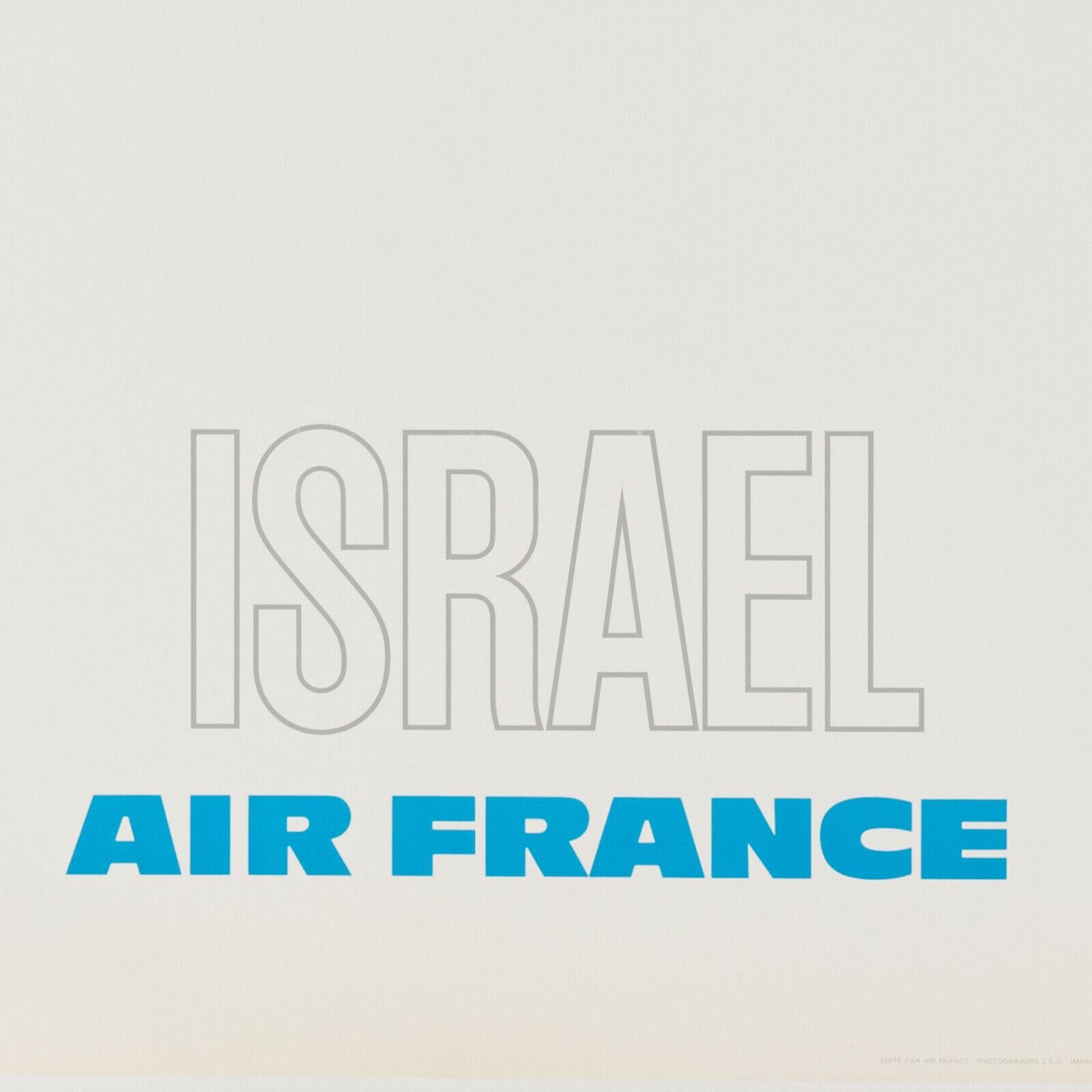 French Raymond Pages, Original Vintage Airline Poster, Air France, Israel, 1971 For Sale