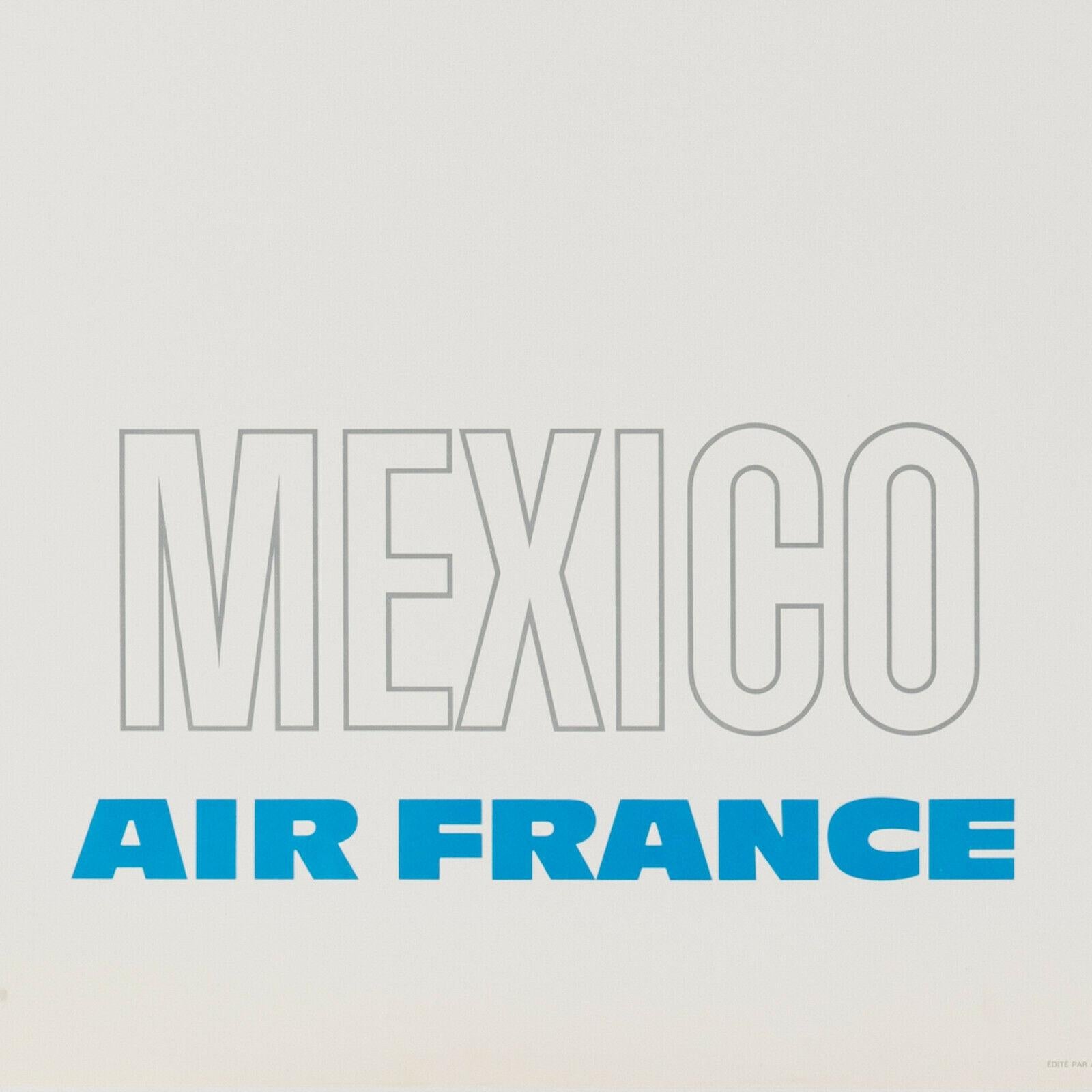 French Raymond Pages, Original Vintage Airline Poster, Air France, Mexico, 1971 For Sale