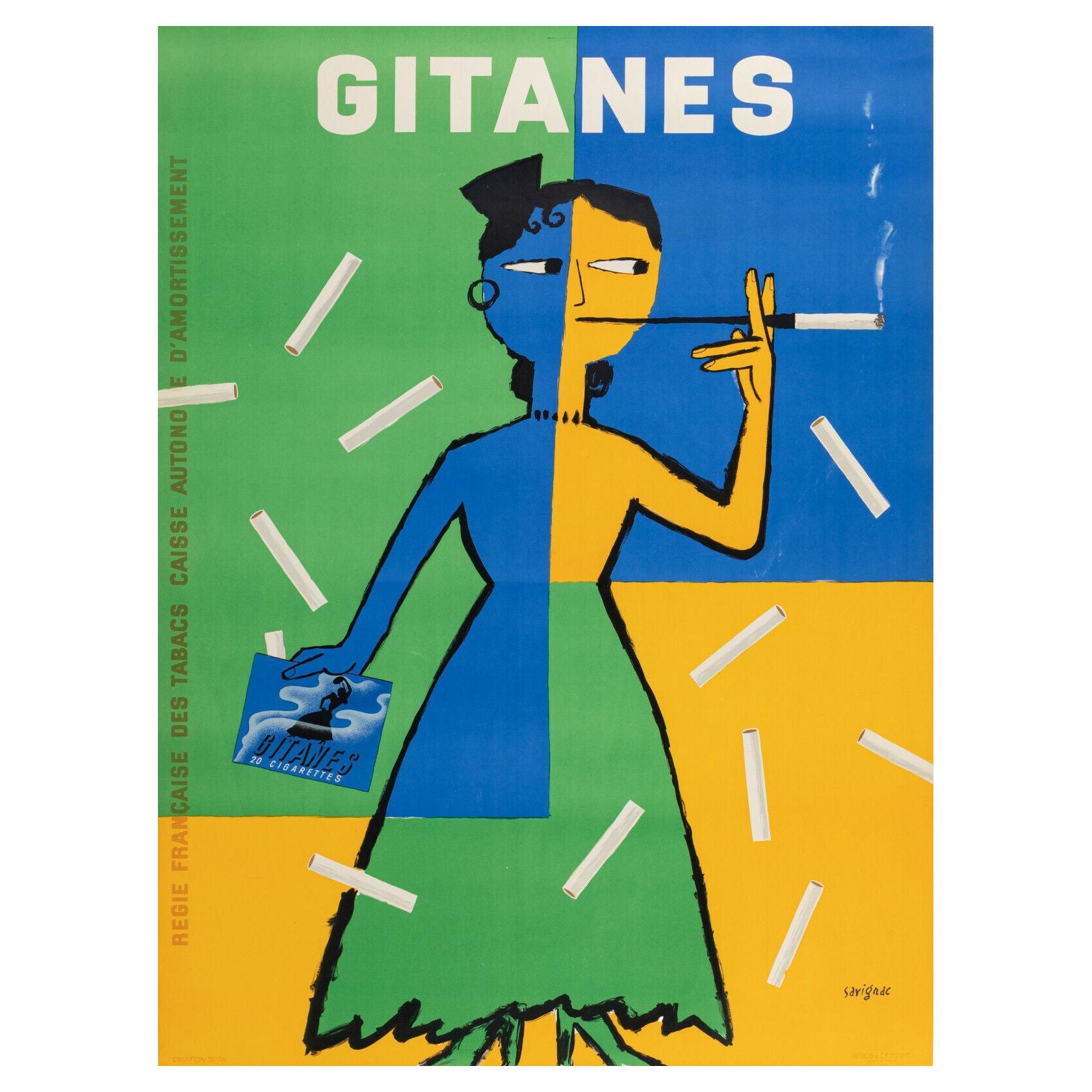 Poster d'epoca originale Raymond Savignac-Gitanes-Tabacco-Sigaretta, 1953