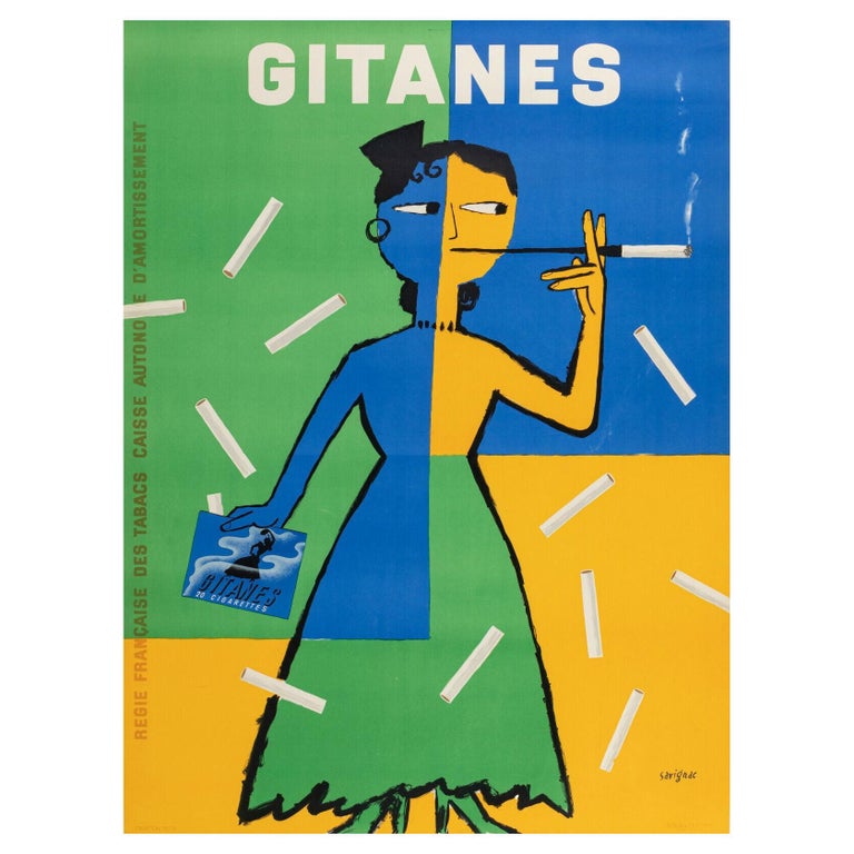 Original Vintage Poster-Raymond Savignac-Gitanes-Tobacco-Cigarette, 1953  For Sale at 1stDibs