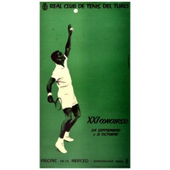 Original Vintage Poster Real Club De Tenis Del Turo Barcelona 1960 Tennis Sport