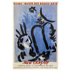 Cartel Vintage Original, Reims - Marc Chagall Musee Des Beaux-Arts Original 1960