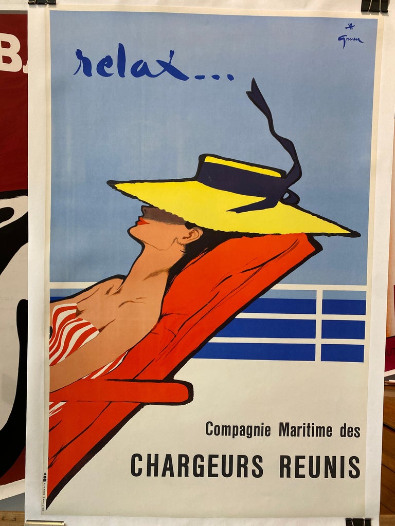 Original Vintage Poster, 'Relax' 1964 by Rene Gruau For Sale