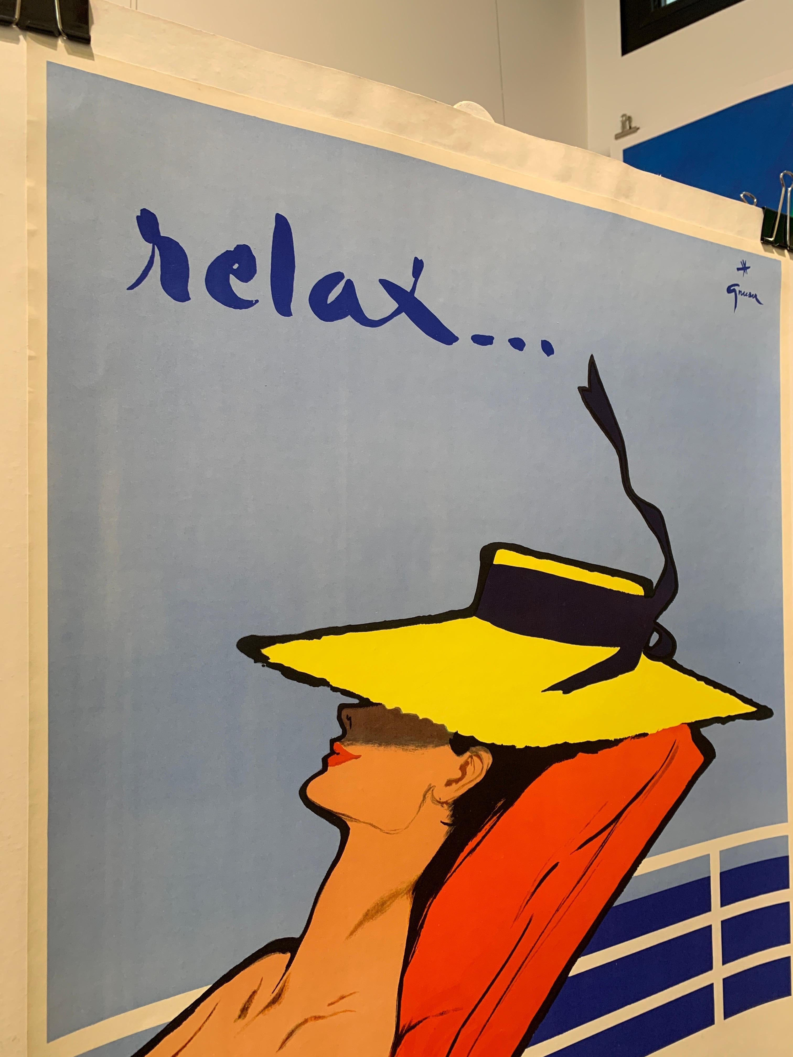 Original Vintage Poster, 'Relax' 1964 by Rene Gruau 2