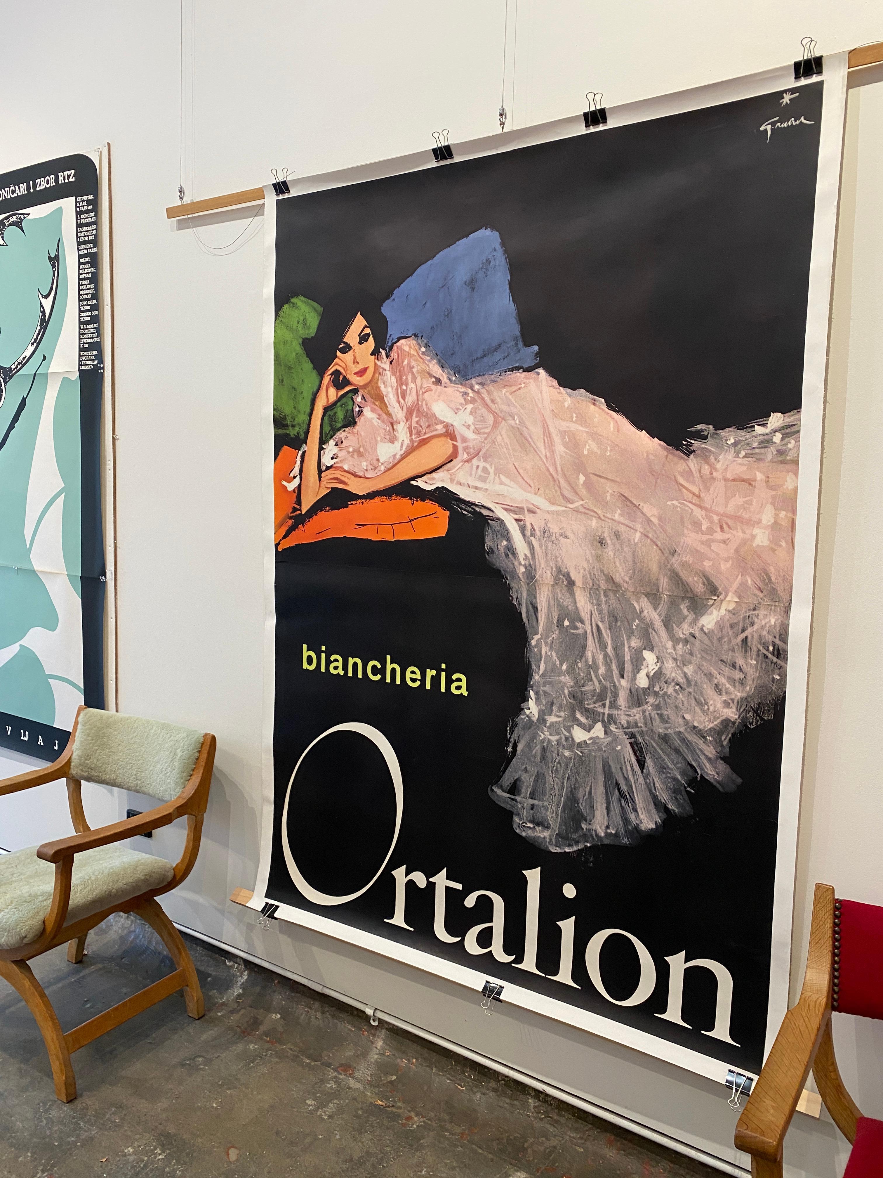 Póster Vintage Original Rene Gruau Biancheria Ortalion Mujer Moda Italiana en Excelente estado para la venta en Melbourne, Victoria
