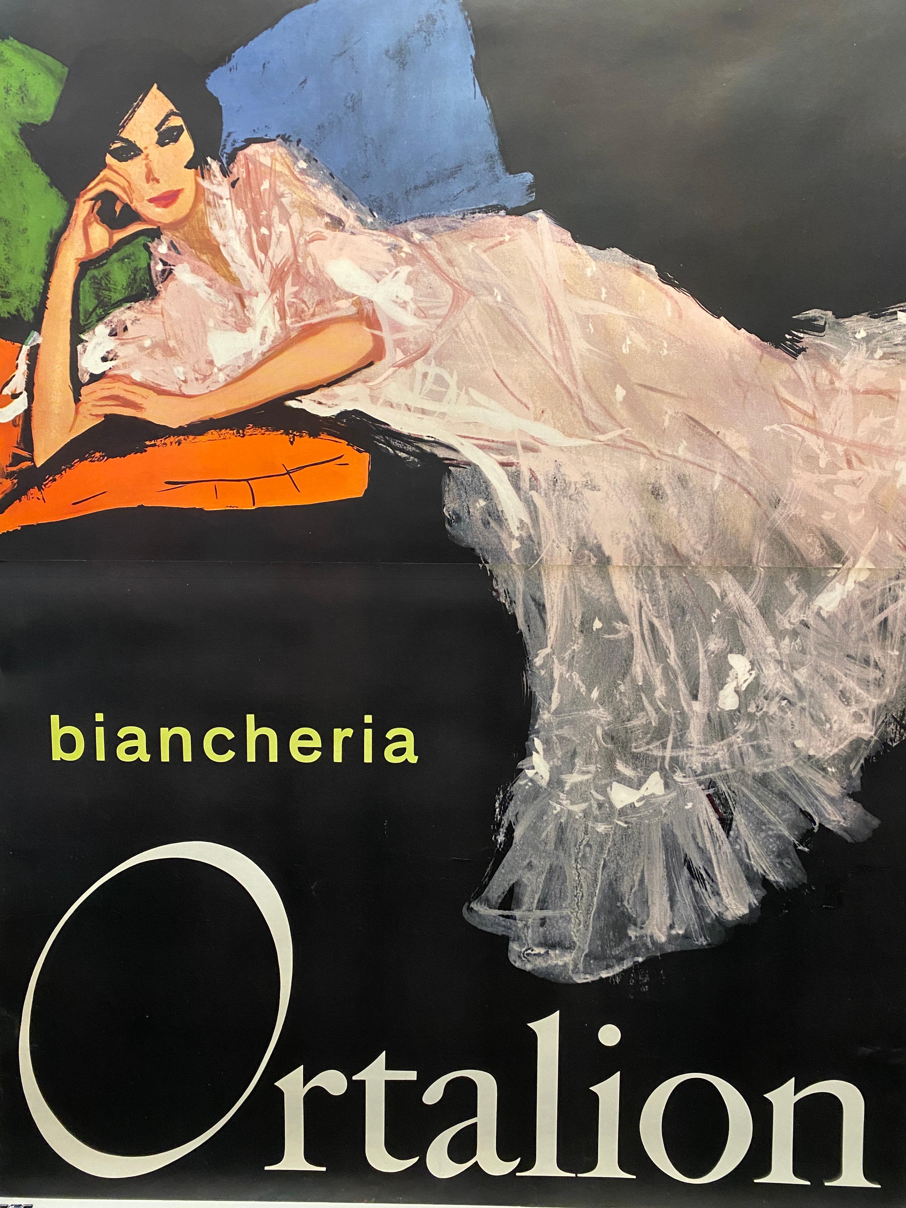 Póster Vintage Original Rene Gruau Biancheria Ortalion Mujer Moda Italiana Papel en venta