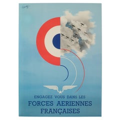Original Vintage Poster-René Louvat-French Air Force-Avion-Jet, 1944