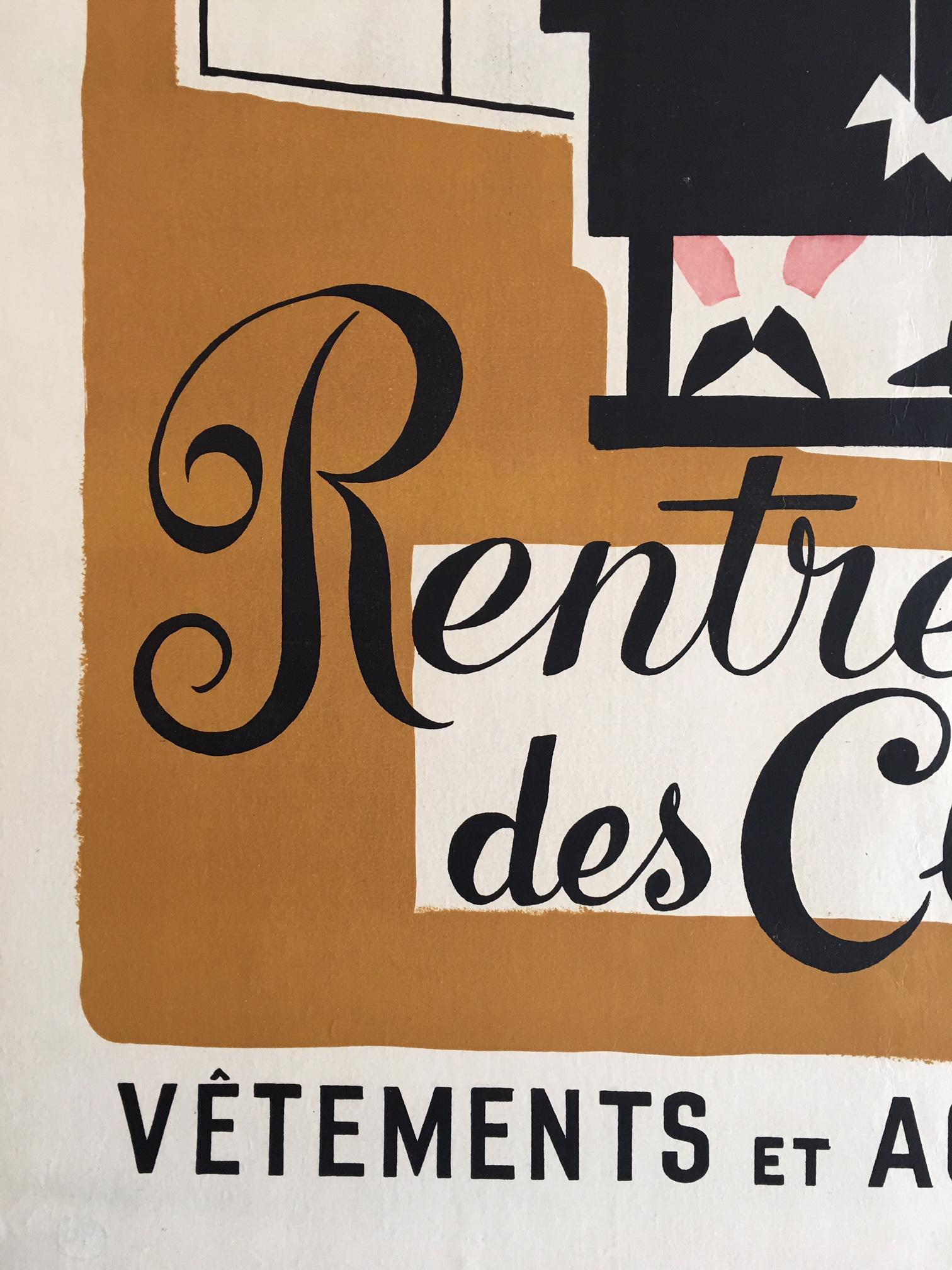 Original Vintage Poster, 'Rentree Des Classe' French Lithograph Poster, 1935 In Excellent Condition In Melbourne, Victoria