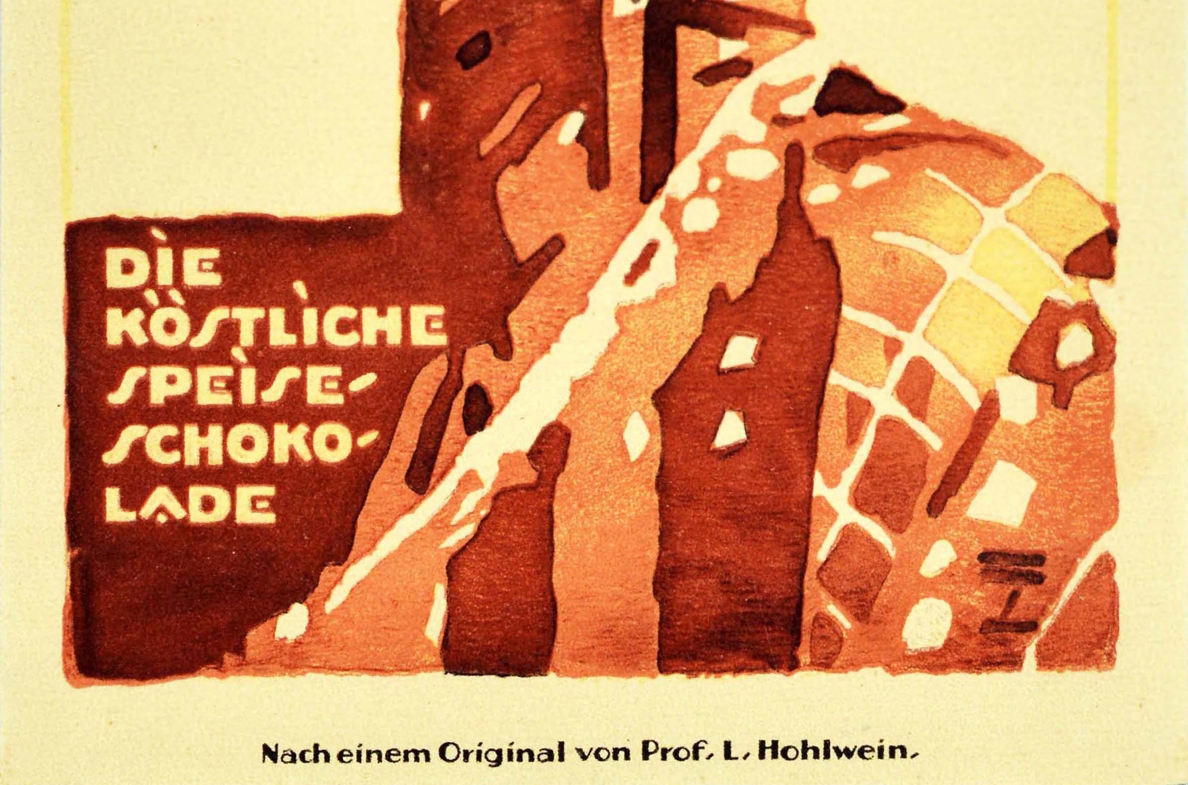 German Original Vintage Poster Riquetta Speiseschokolade Chocolate Food Advertising Art