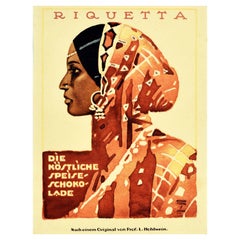 Original Vintage Poster Riquetta Speiseschokolade Chocolate Food Advertising Art