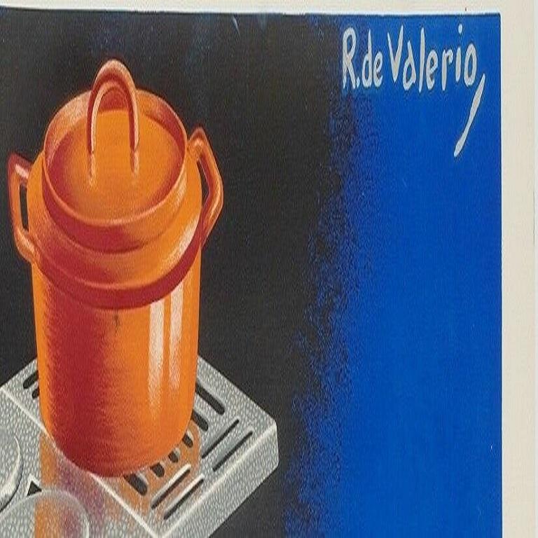 Original Vintage Poster-Roger De Valerio-Idéal Gazina-Cuisine, c.1950

Promotional poster for the Idéal Gazina gas stove of the Compagnie Nationale des radiators brand, later renamed Ideal Standart. We see a gas stove as well as the text 