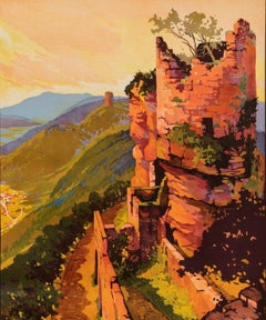 Roger Soubie, affiche de voyage originale vintage, Le Haut Barr Vosges, Chemin de fer, 1925