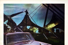 Original Vintage Poster Rolls Royce Silver Shadow Olympic Stadium Munich Germany