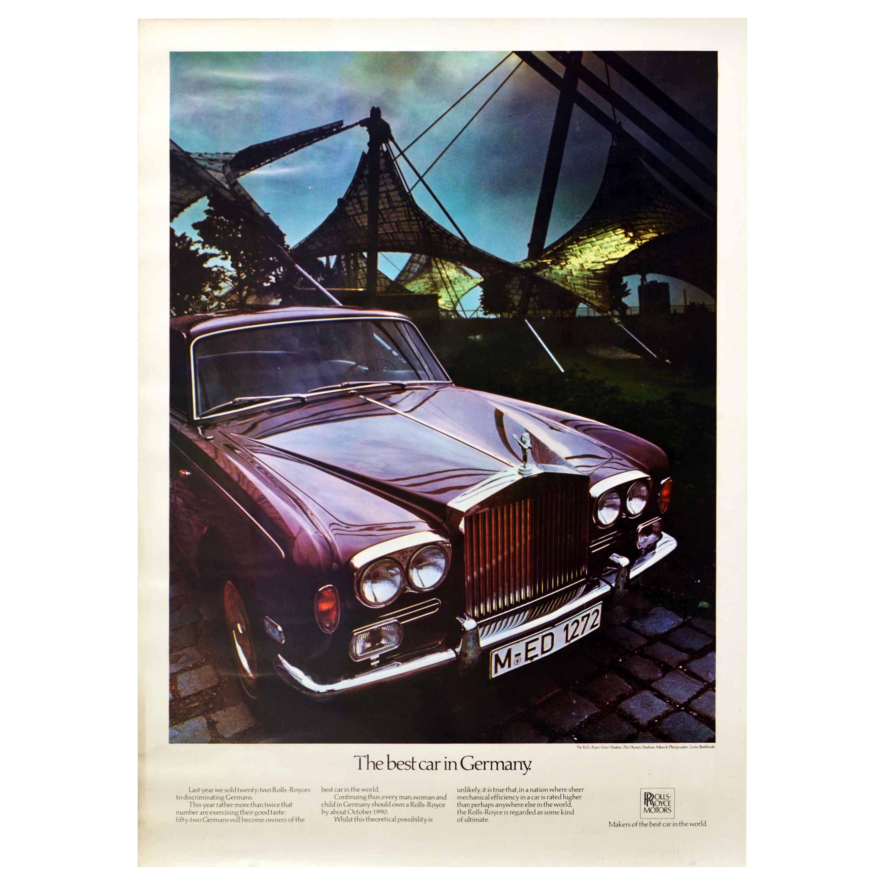 Original Vintage Poster Rolls Royce Silver Shadow Olympic Stadium Munich Germany