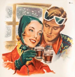 Original Italian Vintage Poster-Rossi M.-China Martini-Quinquina-Ski, 1950