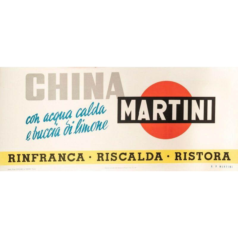Mid-Century Modern Affiche italienne originale vintage Rosesi M.-China Martini-Quinquina-Ski, 1950 en vente