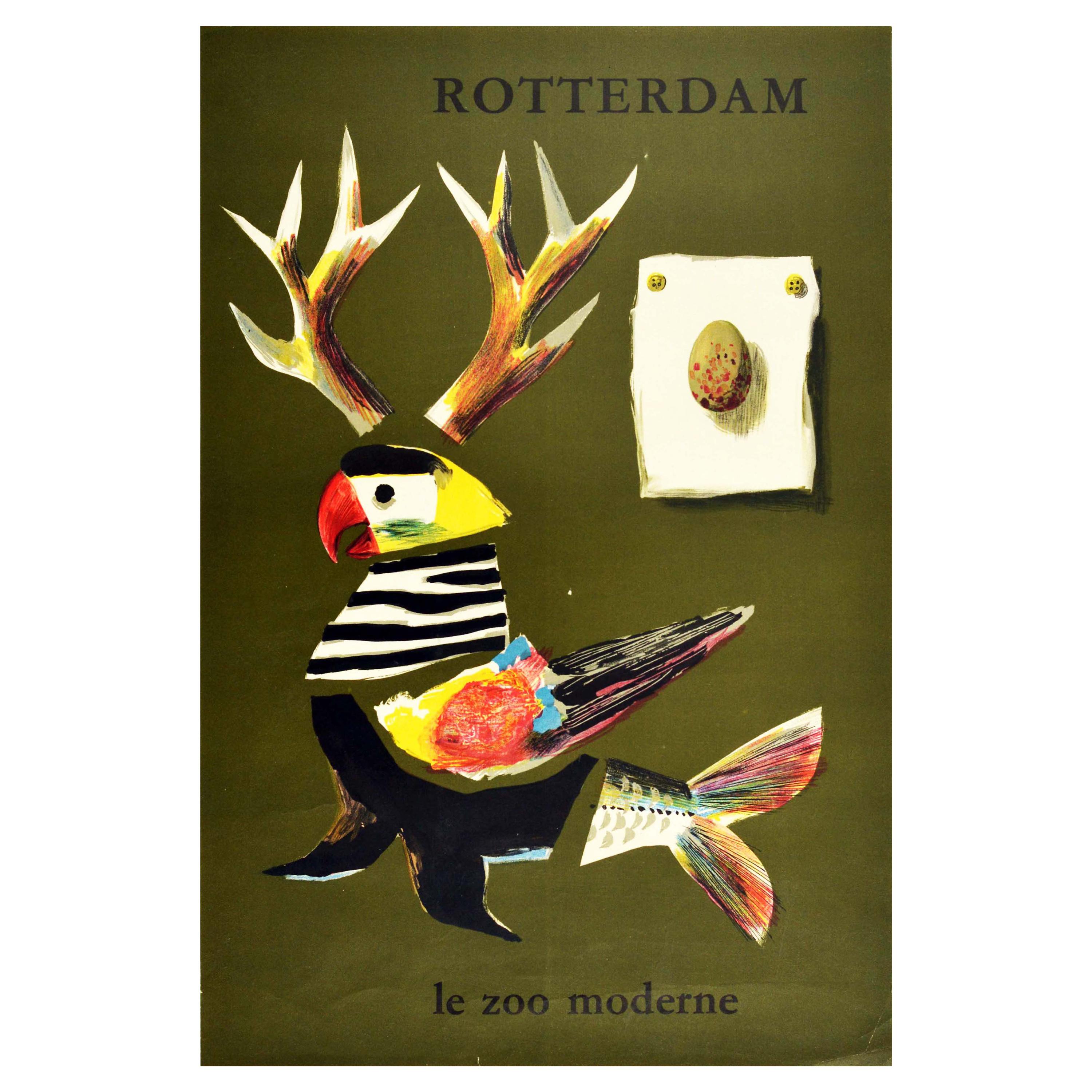 Original Vintage Poster Rotterdam Le Zoo Moderne Netherlands Modern Zoo Bird Art