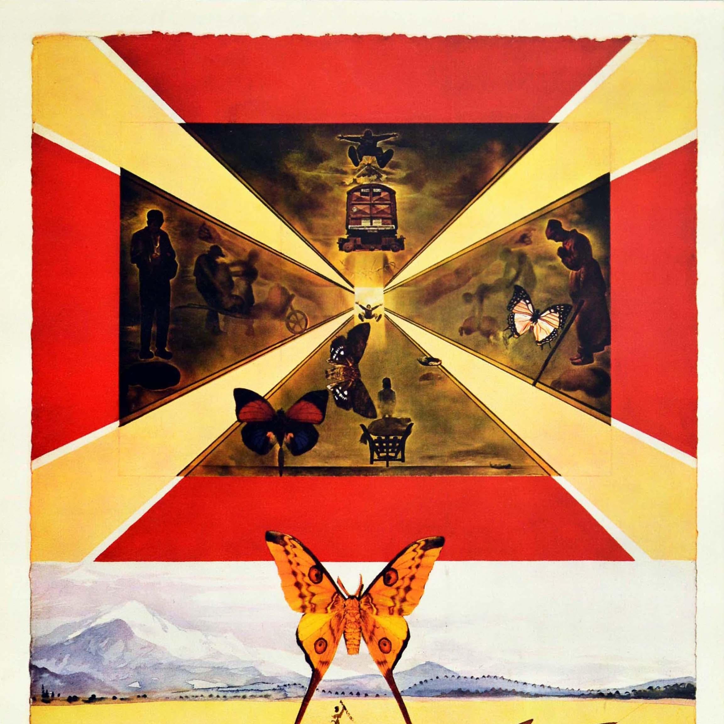 Cartel Vintage Original Roussillon, Dalí Para los Ferrocarriles SNCF Diseño Mariposa Francés en venta