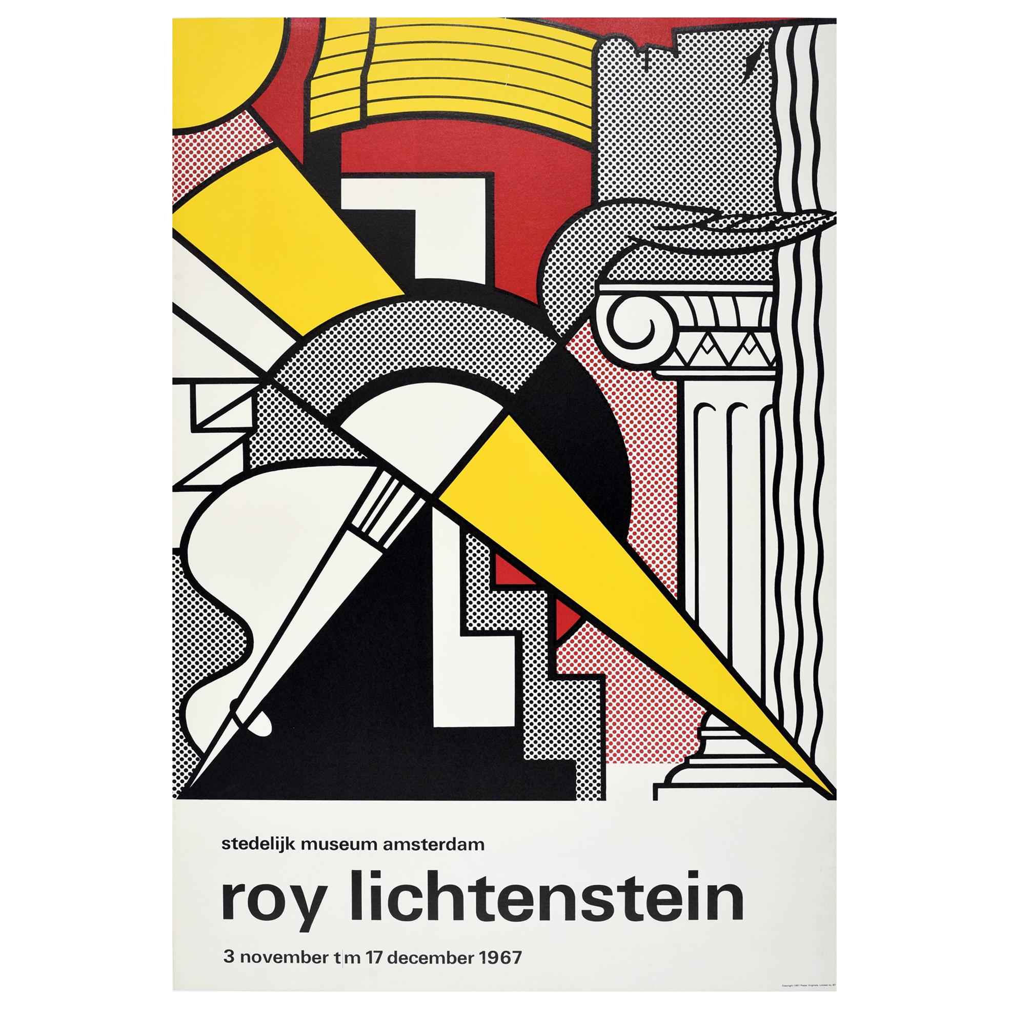 Original Vintage Poster Roy Lichtenstein Exhibition 1967 Pop Art Arrow & Column