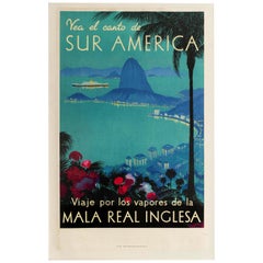 Original Vintage Poster Royal Mail Lines Cruise Travel South America Rio Brazil