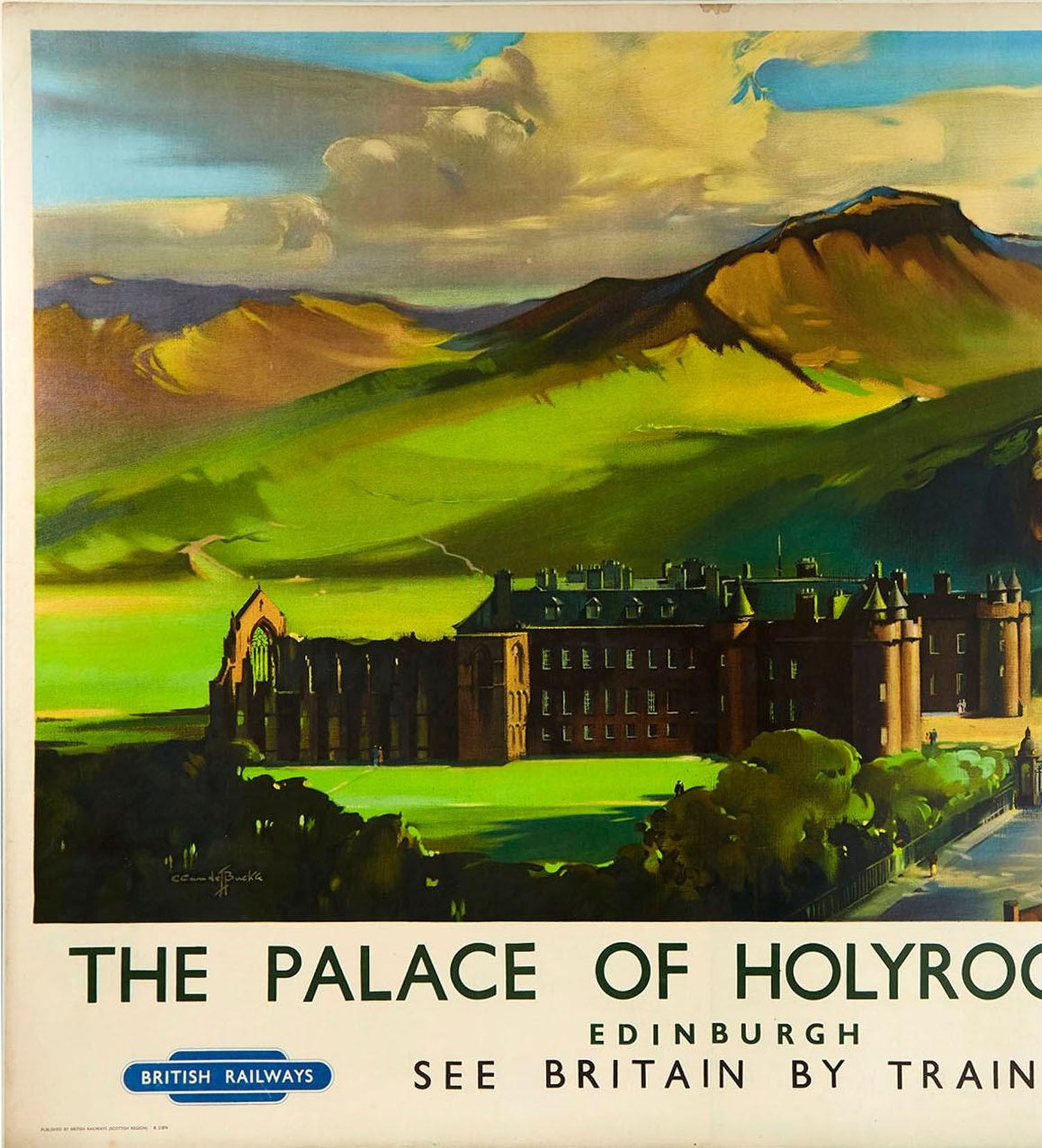 The Palace Of Holyroodhouse Edinburgh Railway Old Vintage Retro Advert Poster