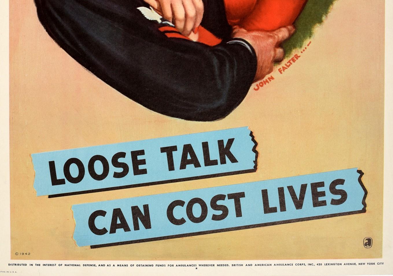 American Original Vintage Poster Sailor Beware Loose Talk Can Cost Lives WWII Victory V