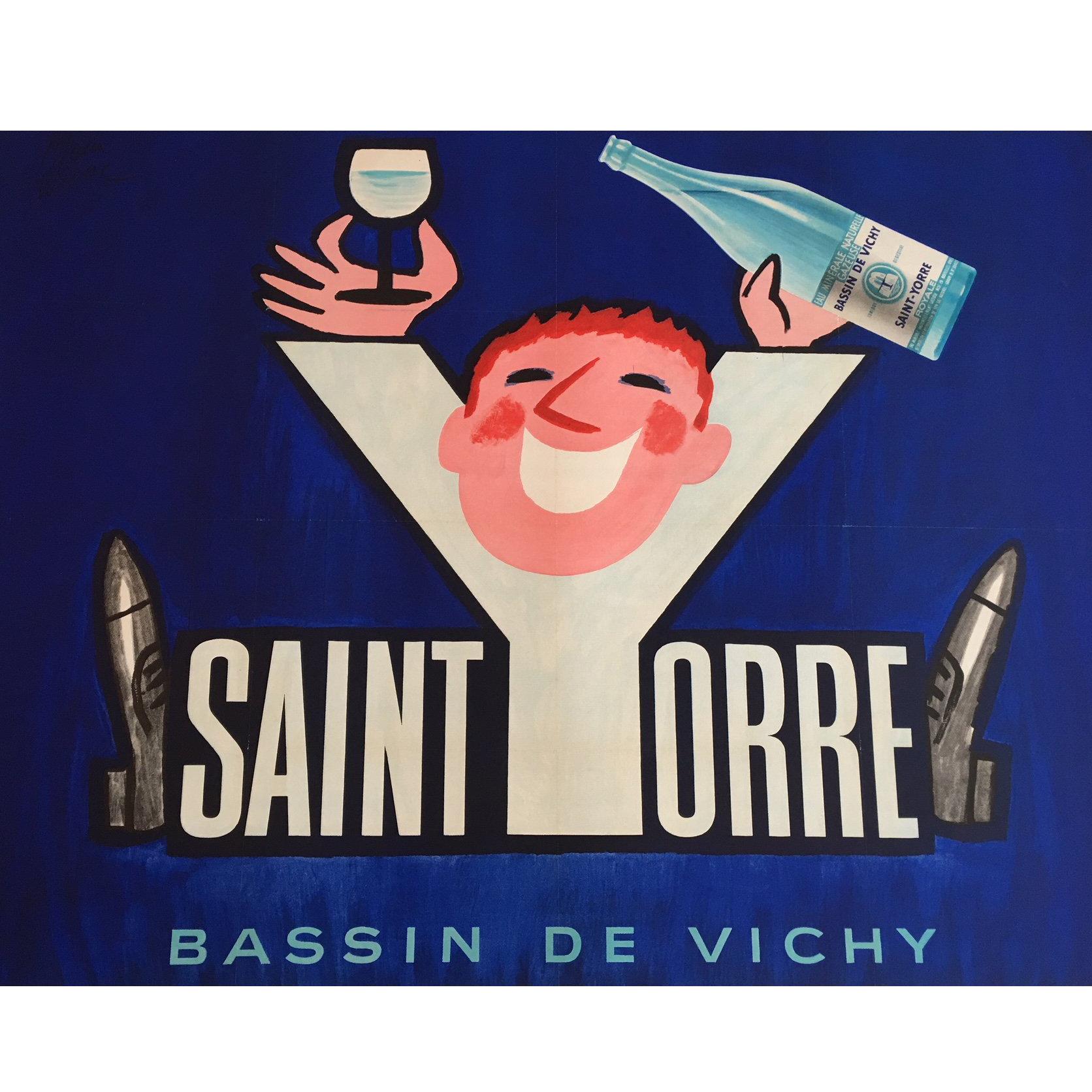 Original Vintage Poster "Saint Yorre Bassin Sin De Vichy, " 1963 Beverage Poster