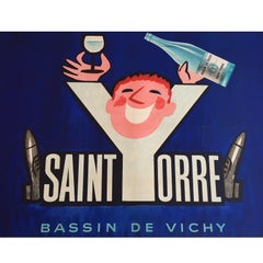 Original Retro Poster "Saint Yorre Bassin Sin De Vichy, " 1963 Beverage Poster