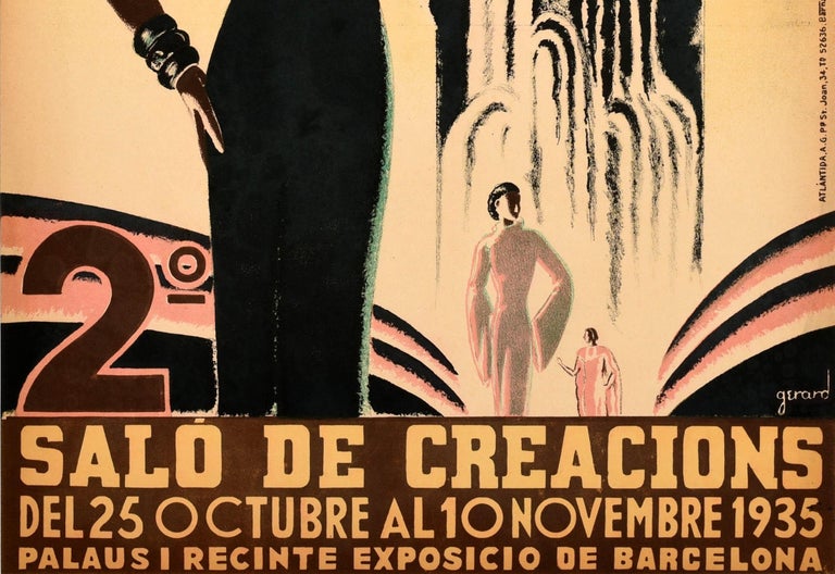 Art Deco Original Vintage Poster Salo De Creacions Fashion Furniture Decorative Art Spain For Sale