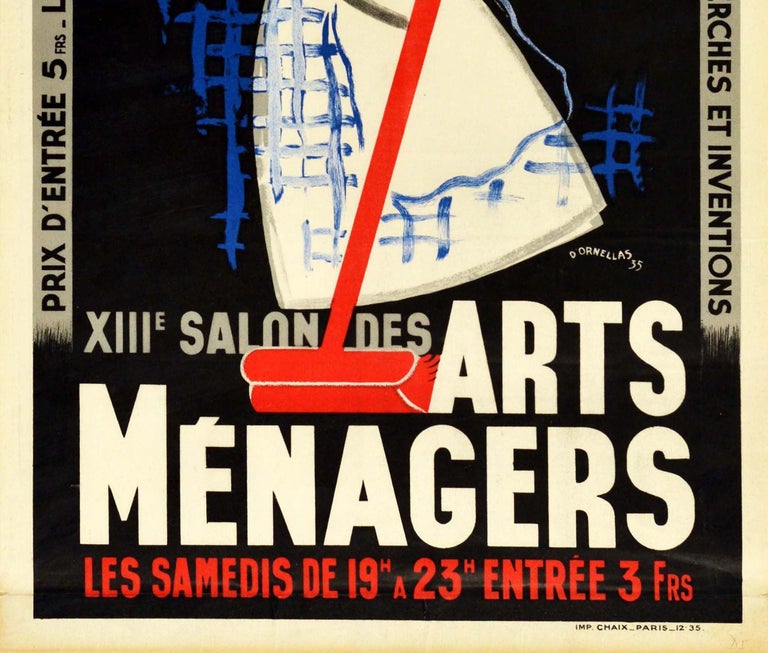 Art Deco Original Vintage Poster Salon Des Arts Menagers Paris Household Show Furniture For Sale