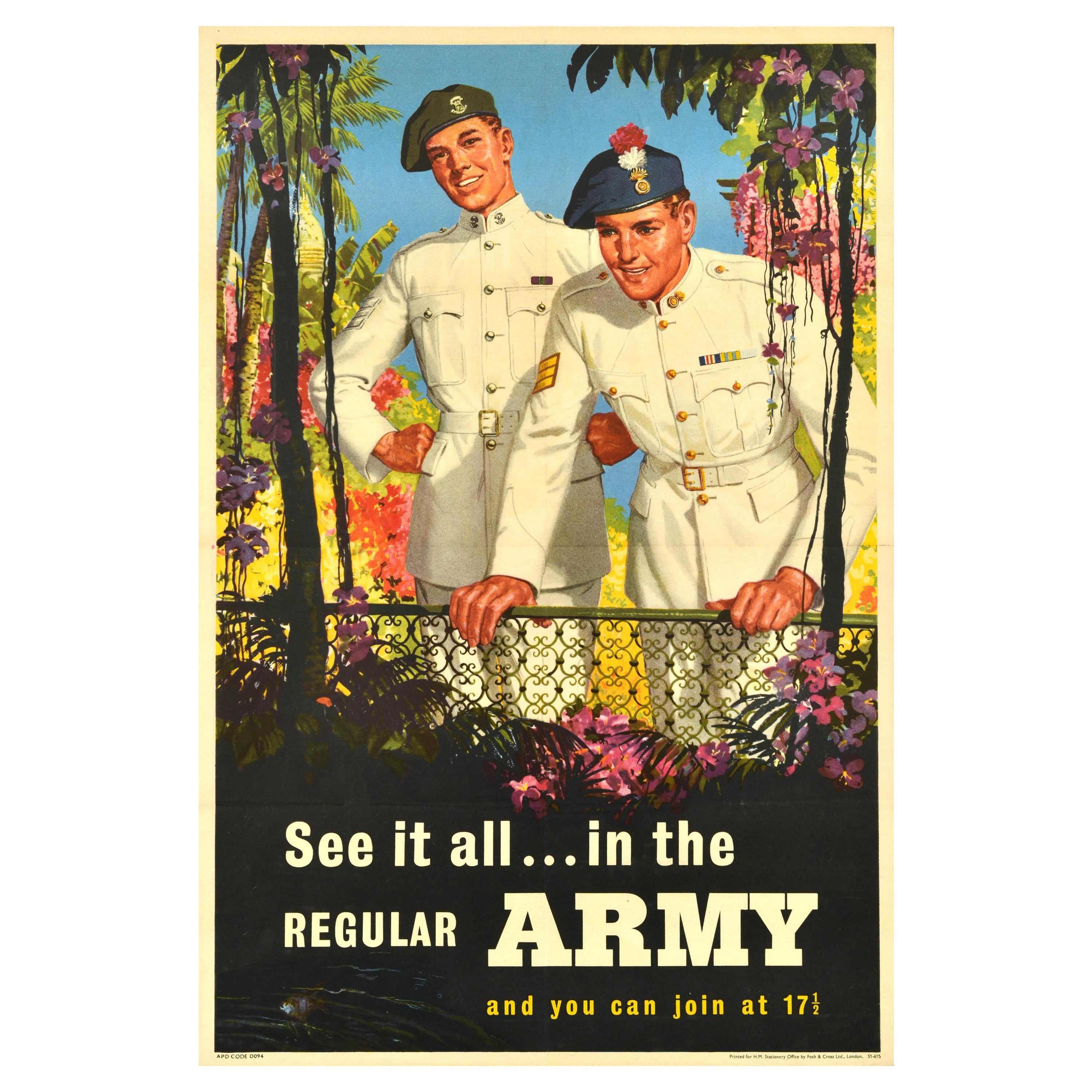 Original-Vintage-Poster, See It All In The Regular Army, Militärische Rekrutierungskunst