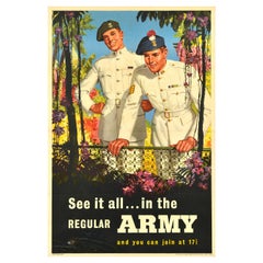 Original-Vintage-Poster, See It All In The Regular Army, Militärische Rekrutierungskunst