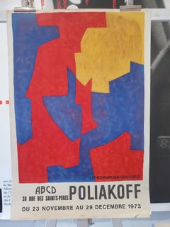 Cartel original de época Serge Poliakoff Exposición "ABCD", 1973