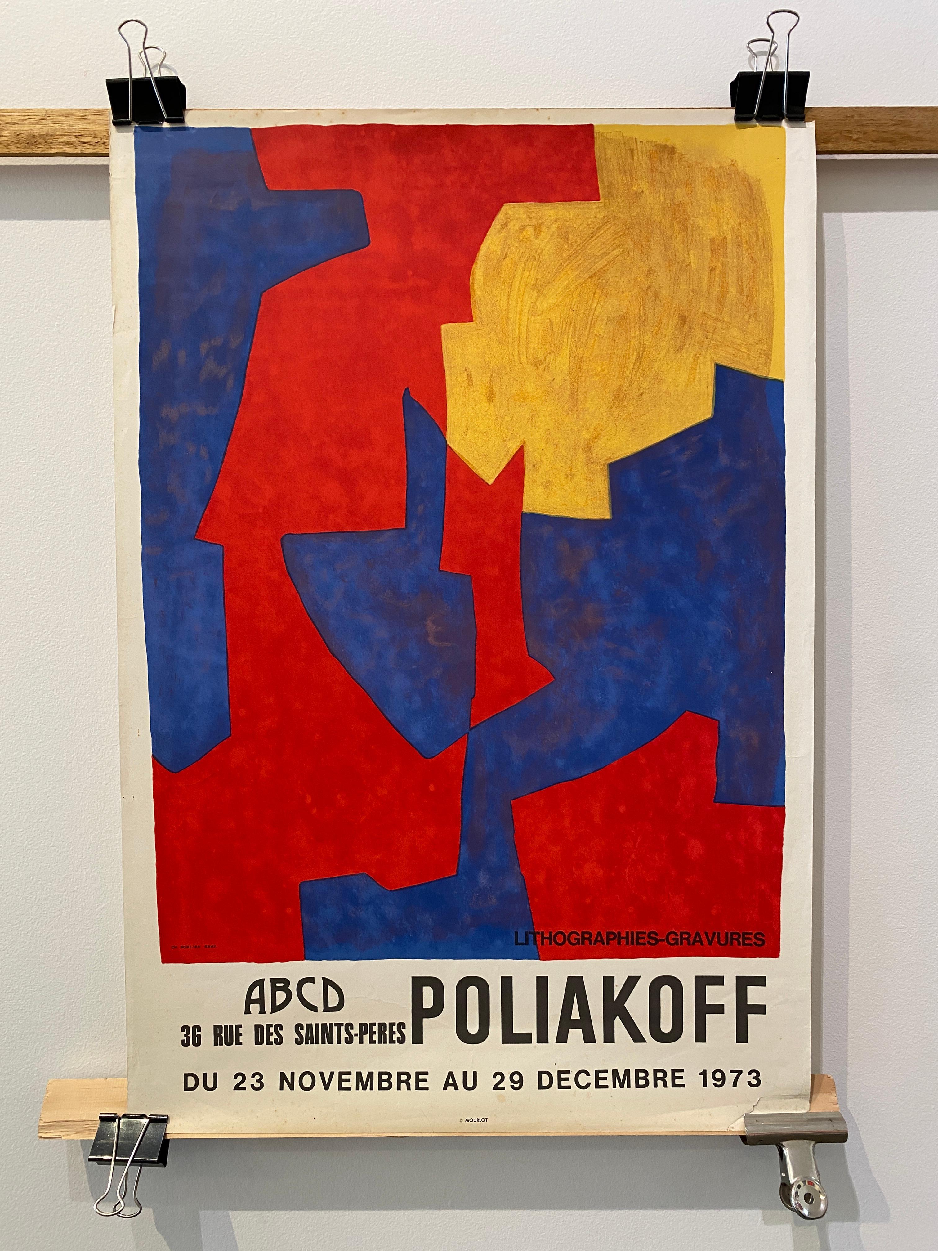 Original Vintage Poster Serge Poliakoff 'ABCD' Exhibition, 1973 In Good Condition For Sale In Melbourne, Victoria
