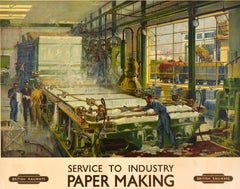 Original Vintage Poster Service To Industry Paper Making British Railways Silas
