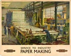 Original Vintage Poster Service To Industry Paper Making British Railways Silas