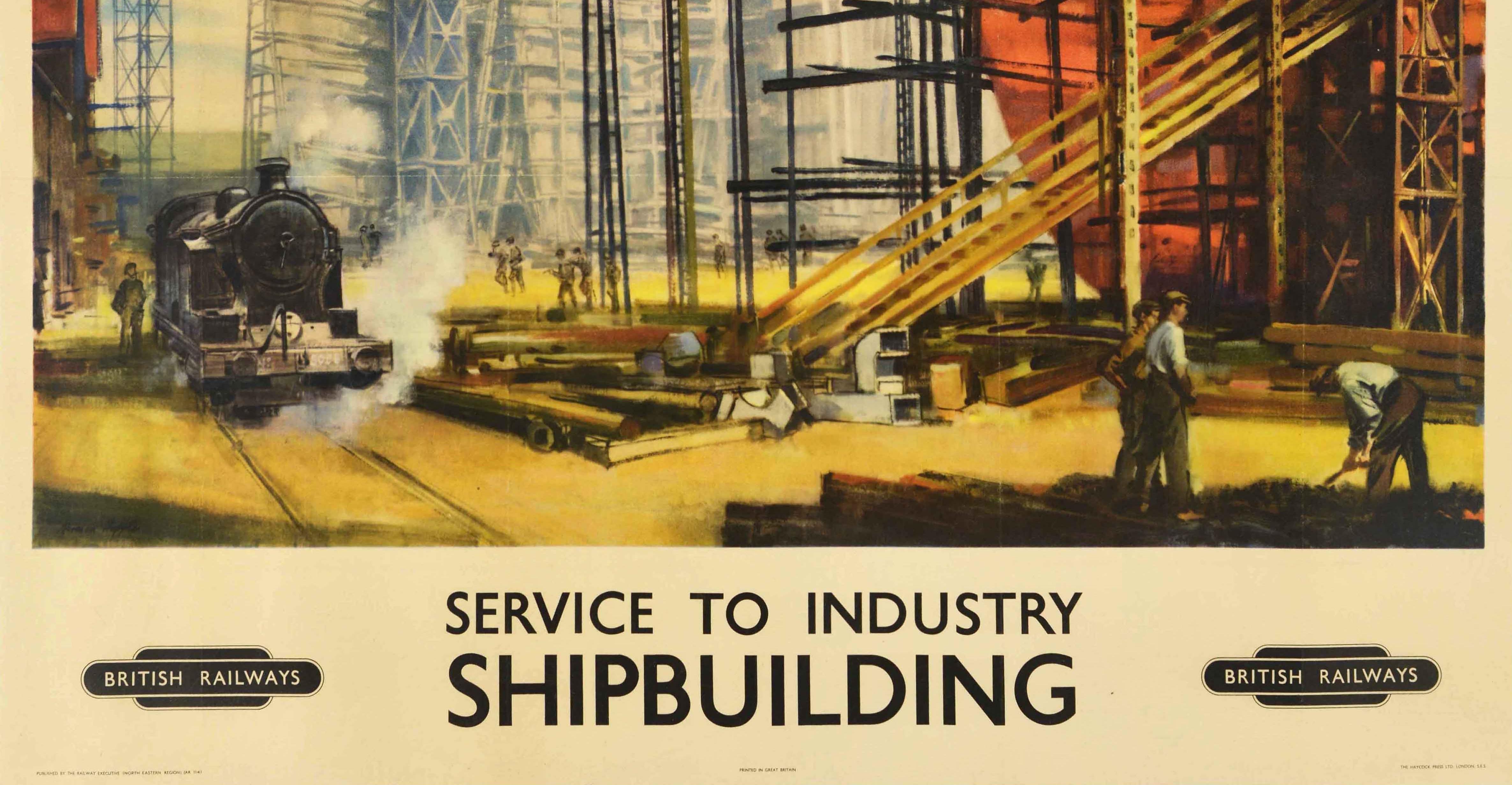 Póster Original Vintage Servicio A La Industria Construcción Naval British Railways Tren Británico en venta