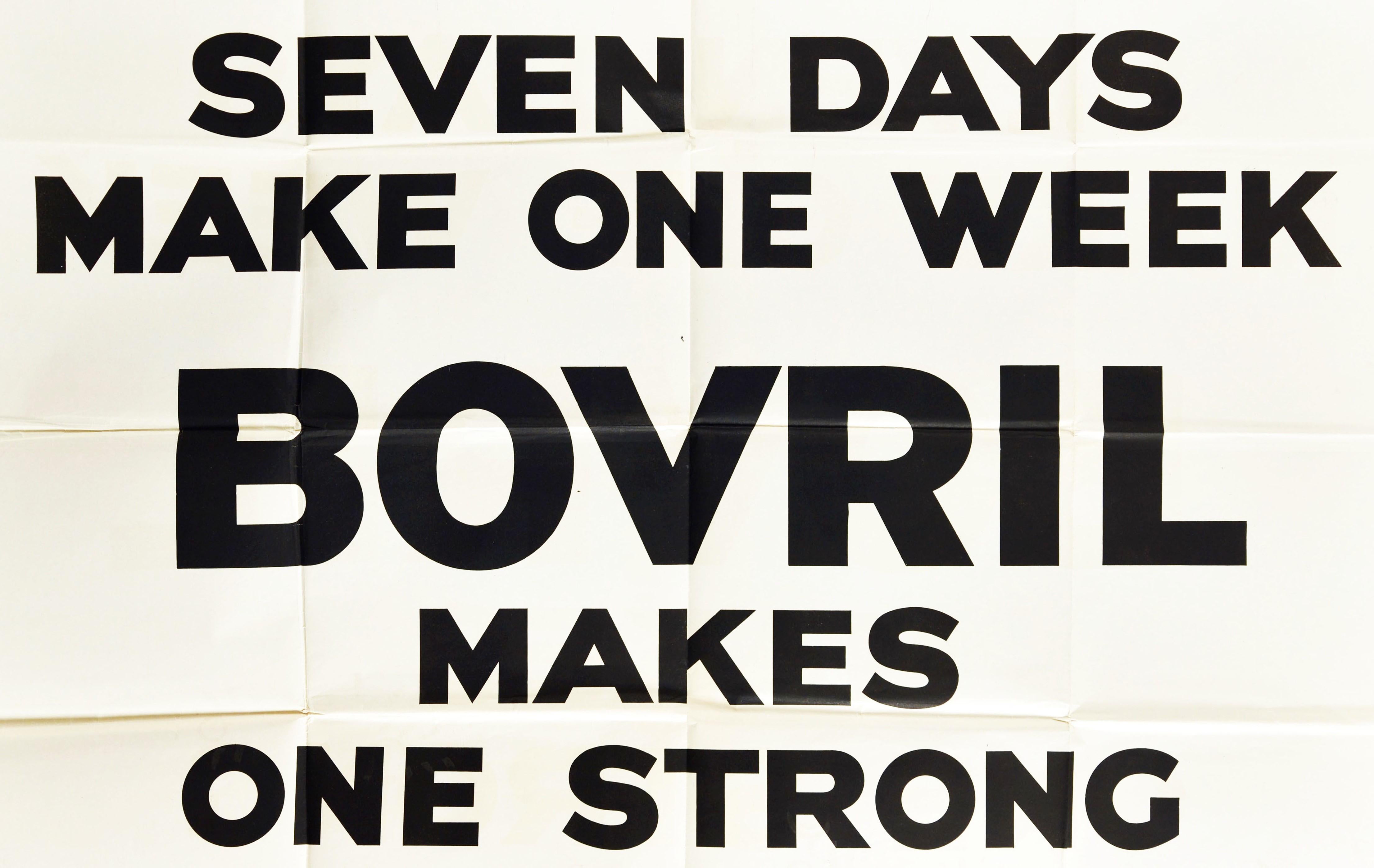 Britannique Affiche vintage d'origine Sept jours pour faire une semaine,ovril fait une bonne publicité en vente