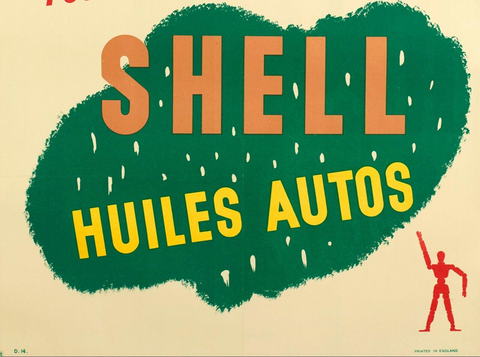 Art déco Affiche vintage d'origine, Shell Oil and Gas, Petrol, Car, Road, Greyhound, 1925 en vente