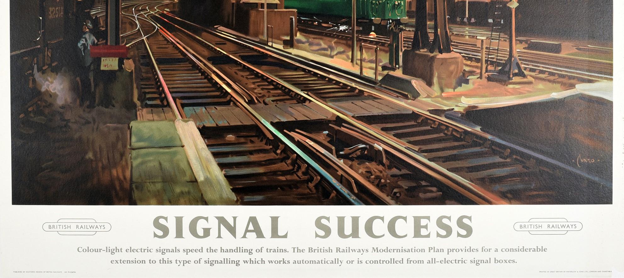 Mid-20th Century Original Vintage Poster Signal Success British Railways Modernisation Plan Train