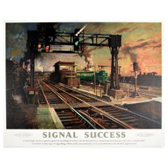 Original Vintage Poster Signal Erfolg Britische Eisenbahnen Modernisierungsplan Zug