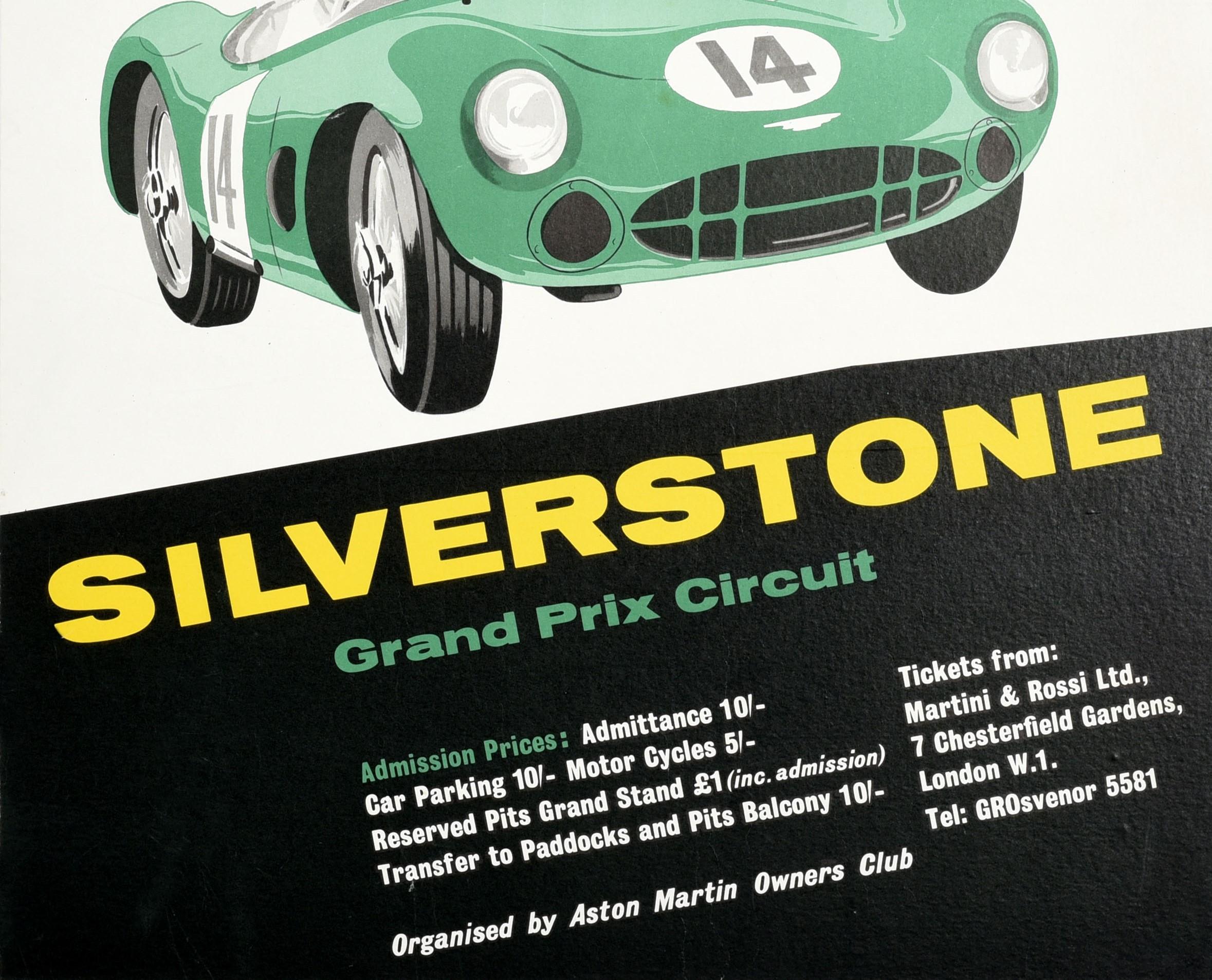 British Original Vintage Poster Silverstone Grand Prix Race Martini Trophy Aston Martin