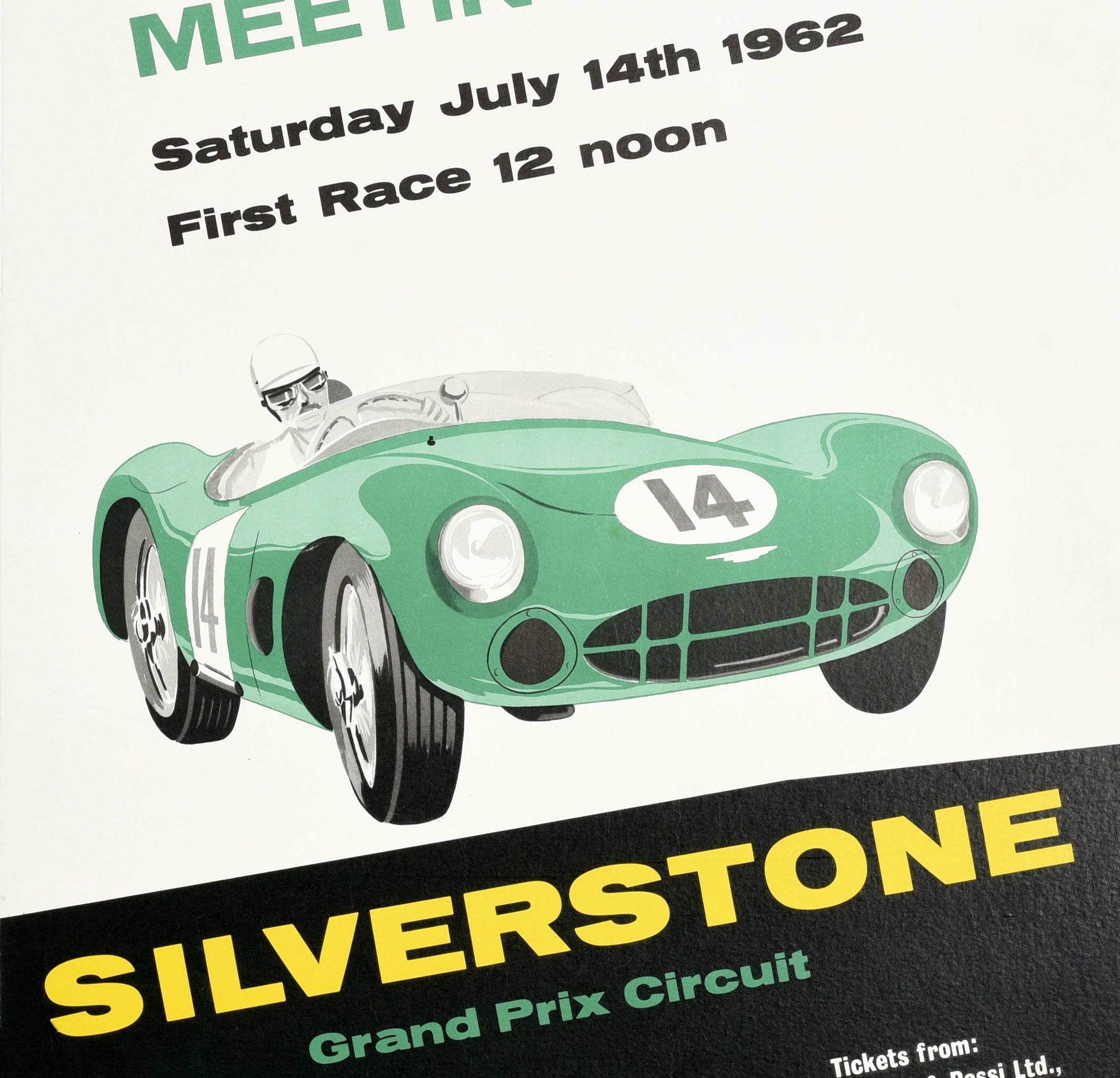 Original Vintage Poster Silverstone Grand Prix Race Martini Trophy Aston Martin In Good Condition In London, GB