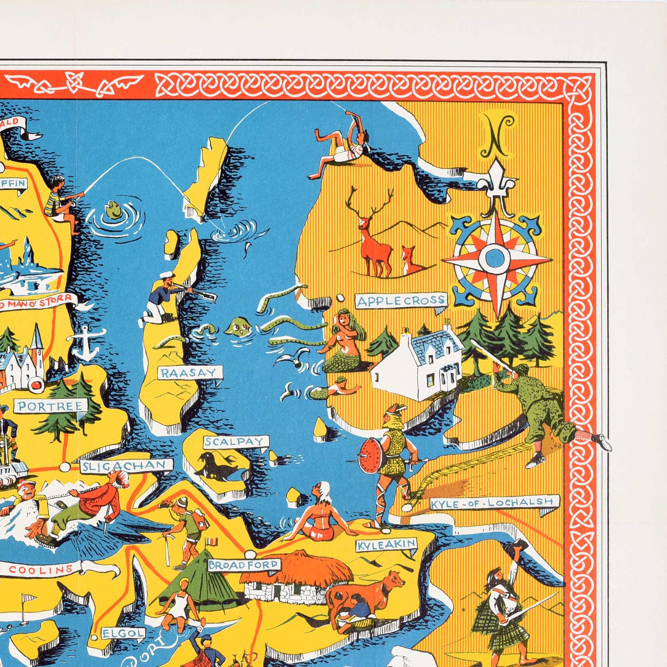 Original Vintage Poster sle Of Skye Illustrierte Karte Schottland Macleod Macdonald (Britisch) im Angebot