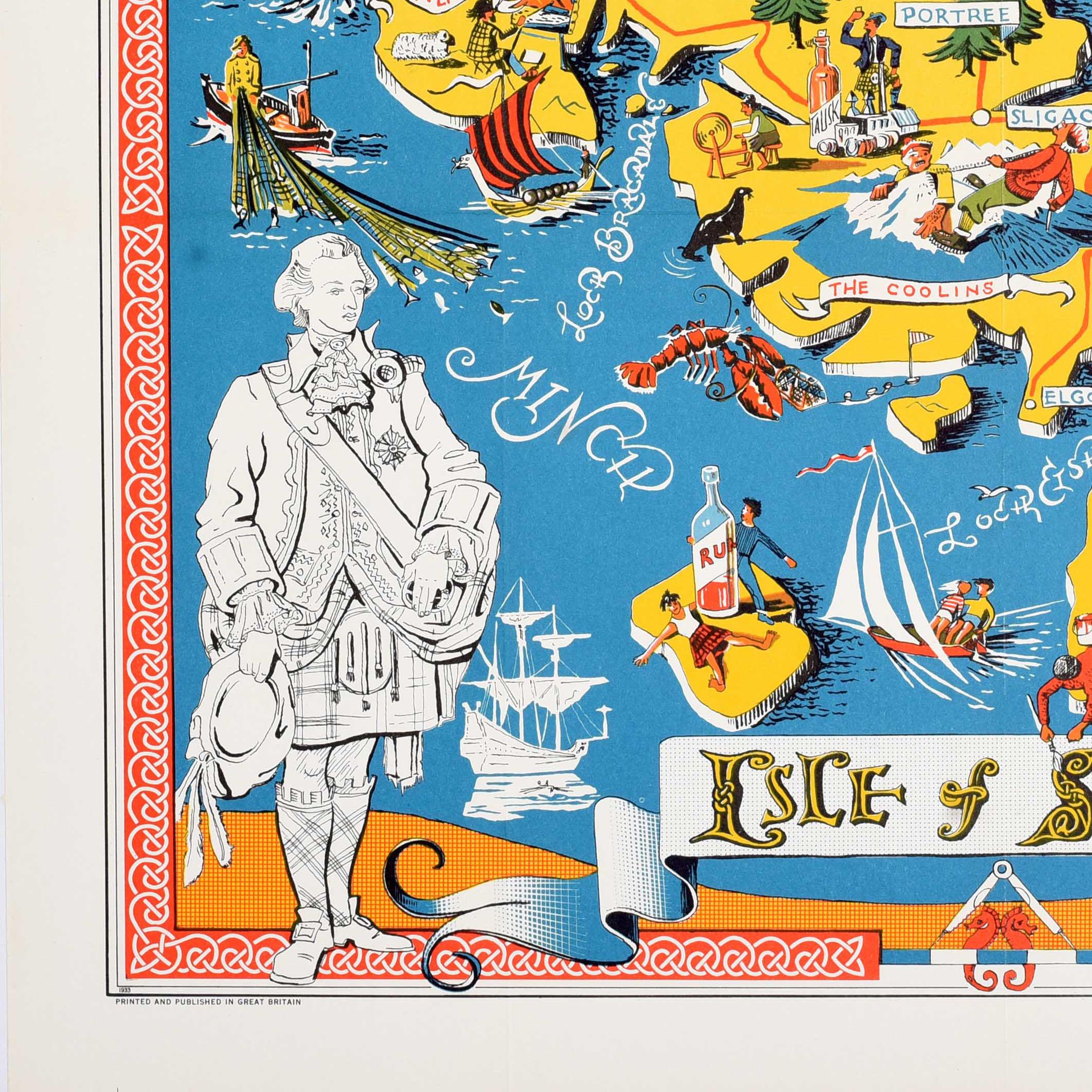 Original Vintage Poster sle Of Skye Illustrierte Karte Schottland Macleod Macdonald im Zustand „Gut“ im Angebot in London, GB