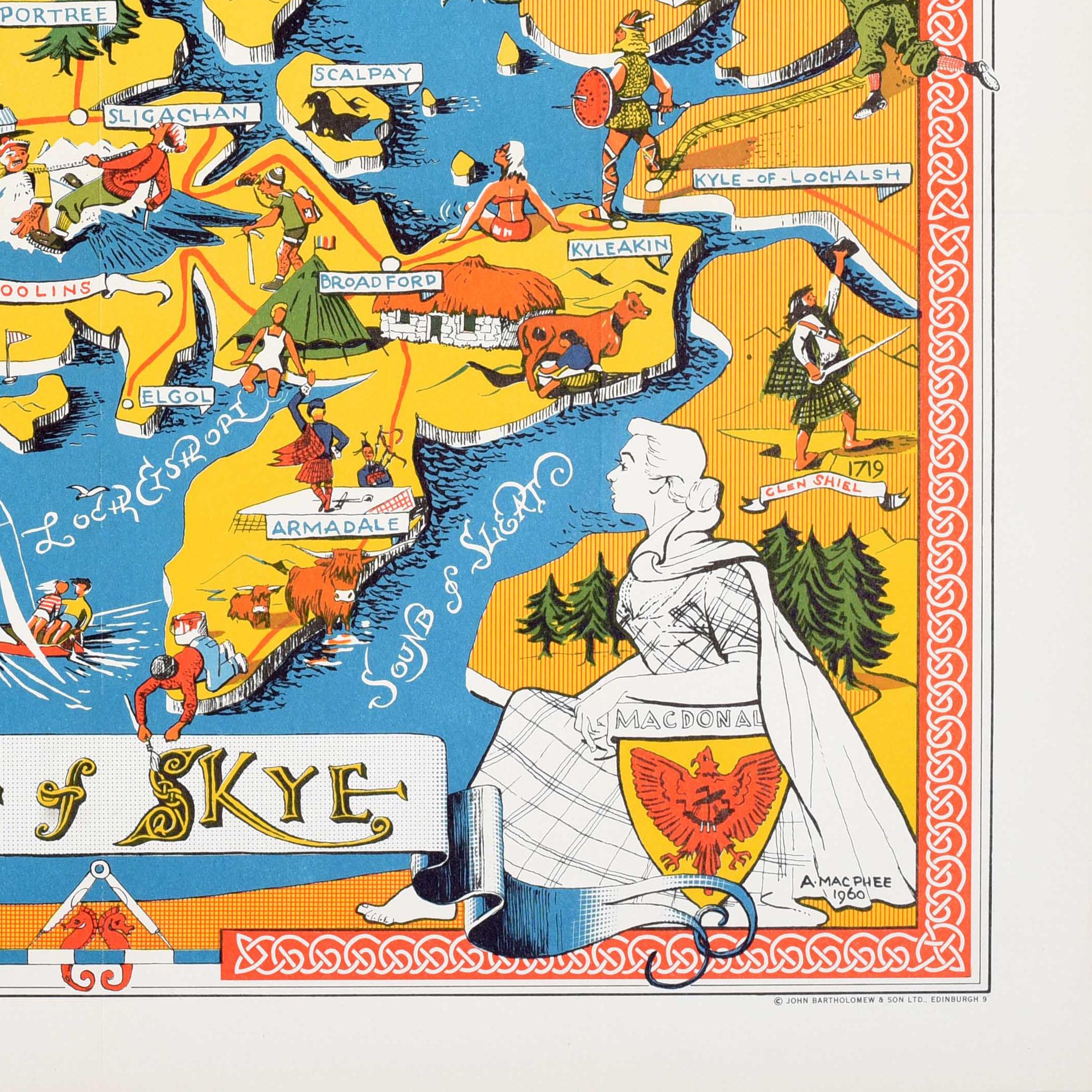Original Vintage Poster sle Of Skye Illustrierte Karte Schottland Macleod Macdonald (Mitte des 20. Jahrhunderts) im Angebot